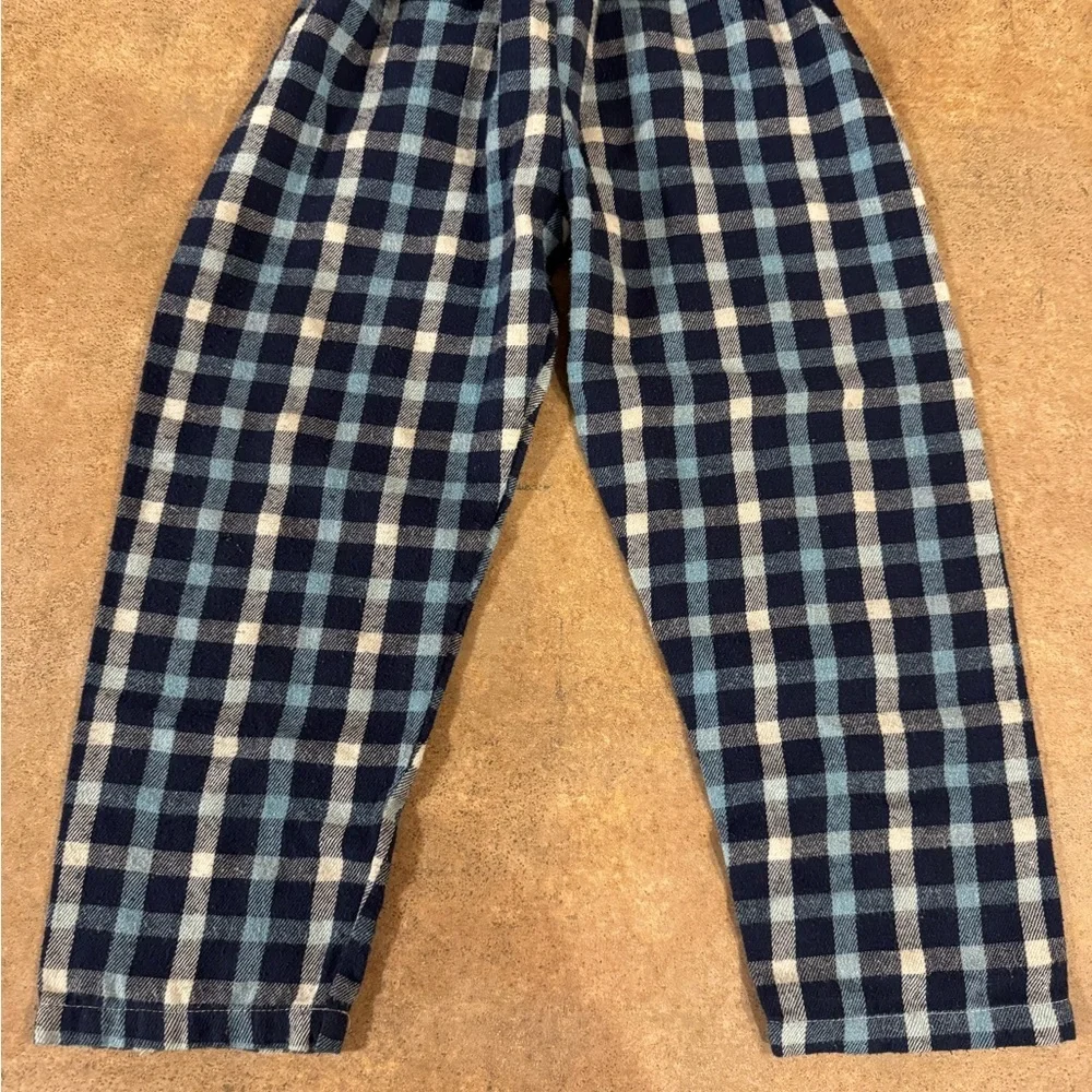 Blue & White Checkered Plaid 2 Piece Button Down Toddler Pajamas, Size 4T Cozy